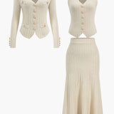 Estelle | Strick-Set mit Blazer, Weste & Midirock