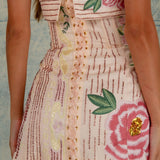 Rose | Trägerloses Minikleid mit Blumenstickerei und Paillettenverzierung