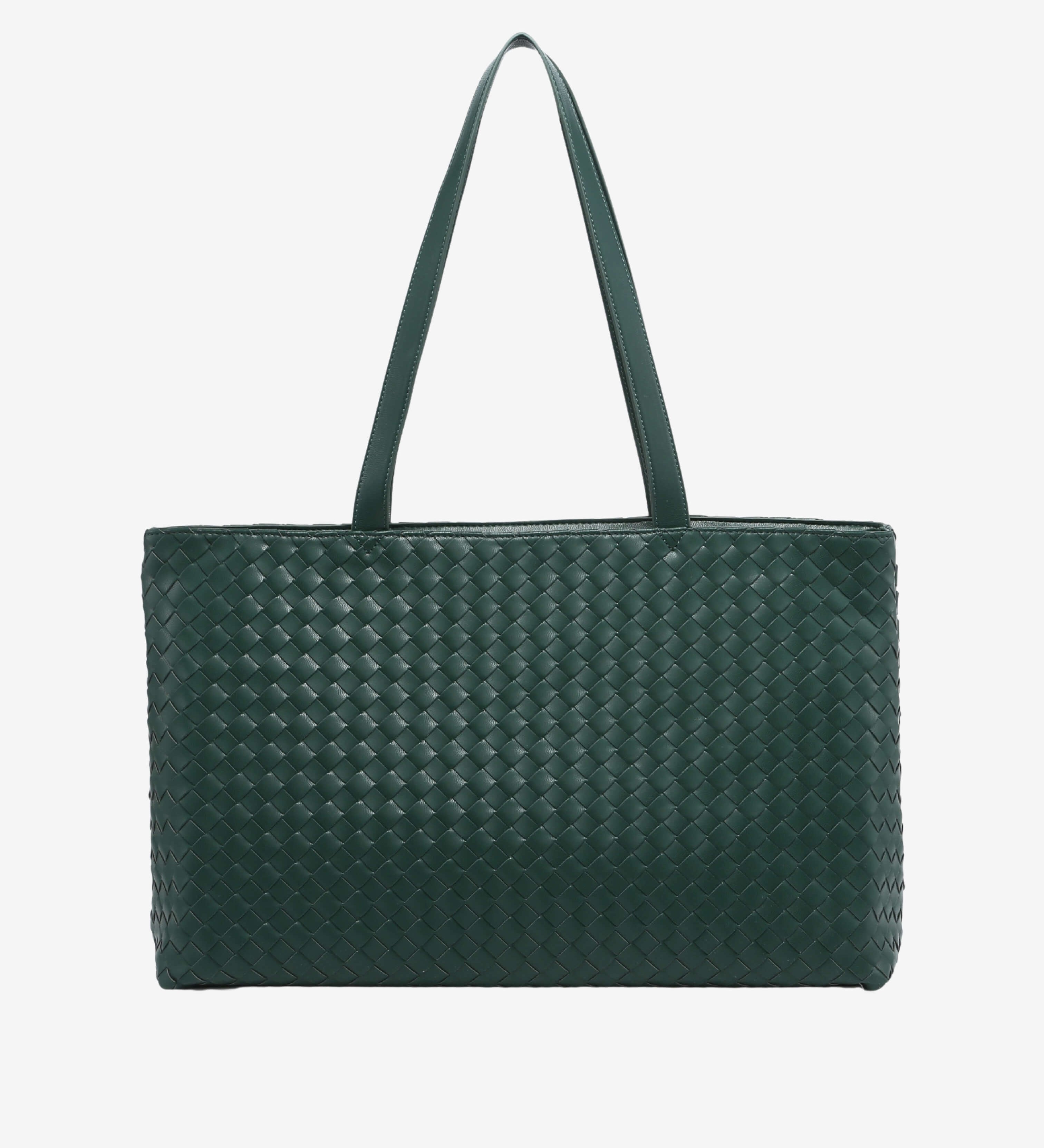 Emilia | Große gewebte Damen-Tote aus veganem Leder mit Reißverschluss