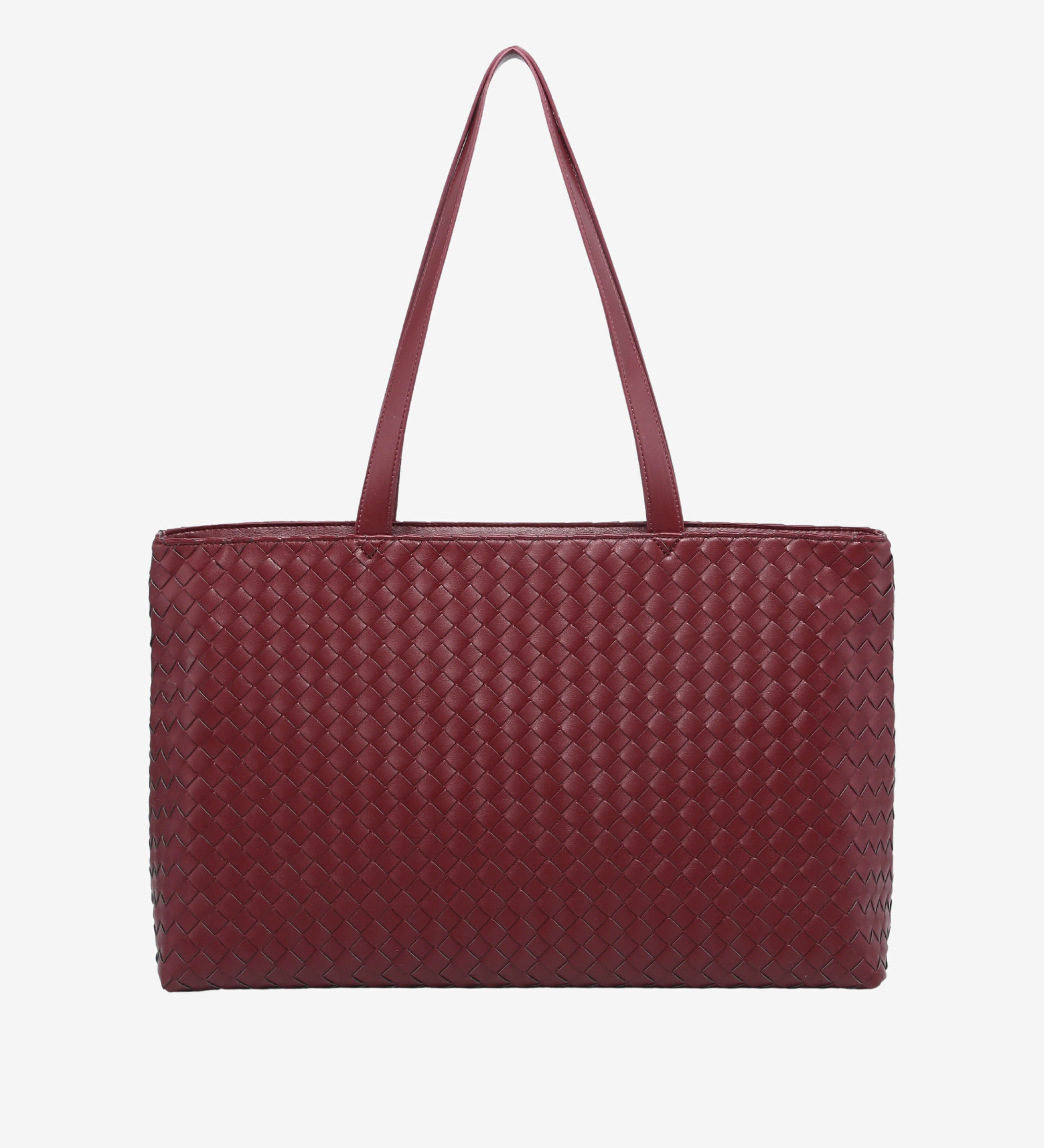 Emilia | Große gewebte Damen-Tote aus veganem Leder mit Reißverschluss