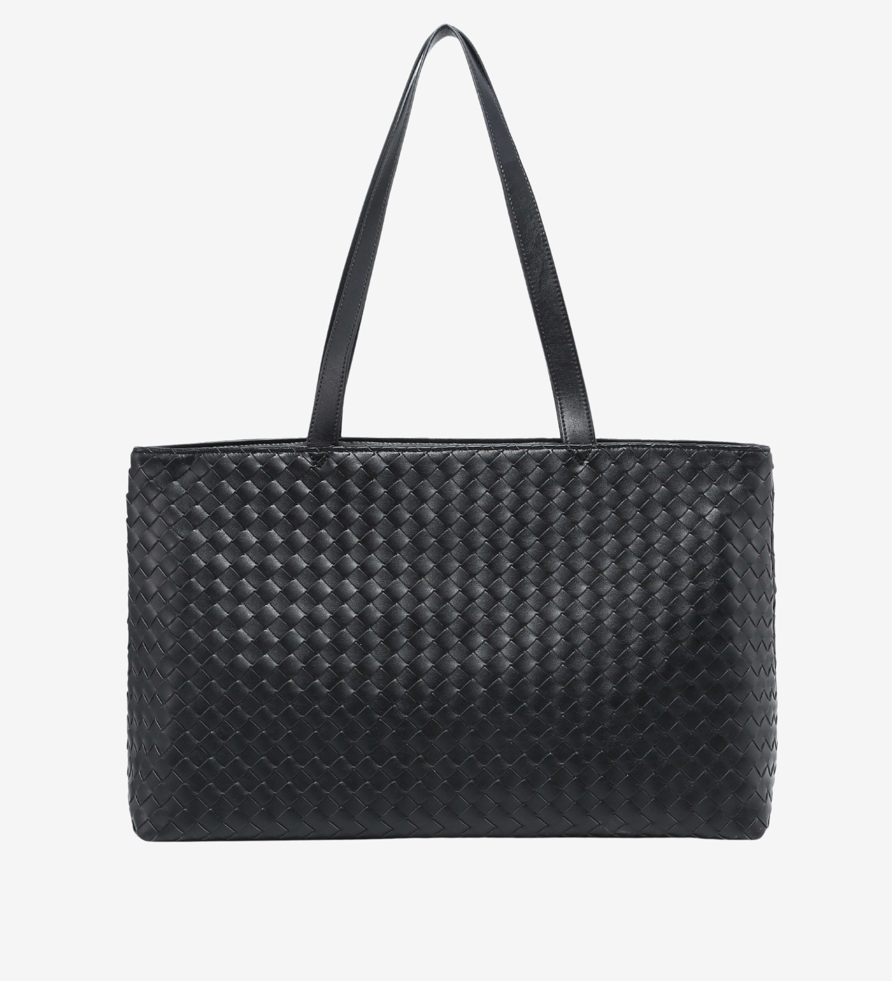 Emilia | Große gewebte Damen-Tote aus veganem Leder mit Reißverschluss