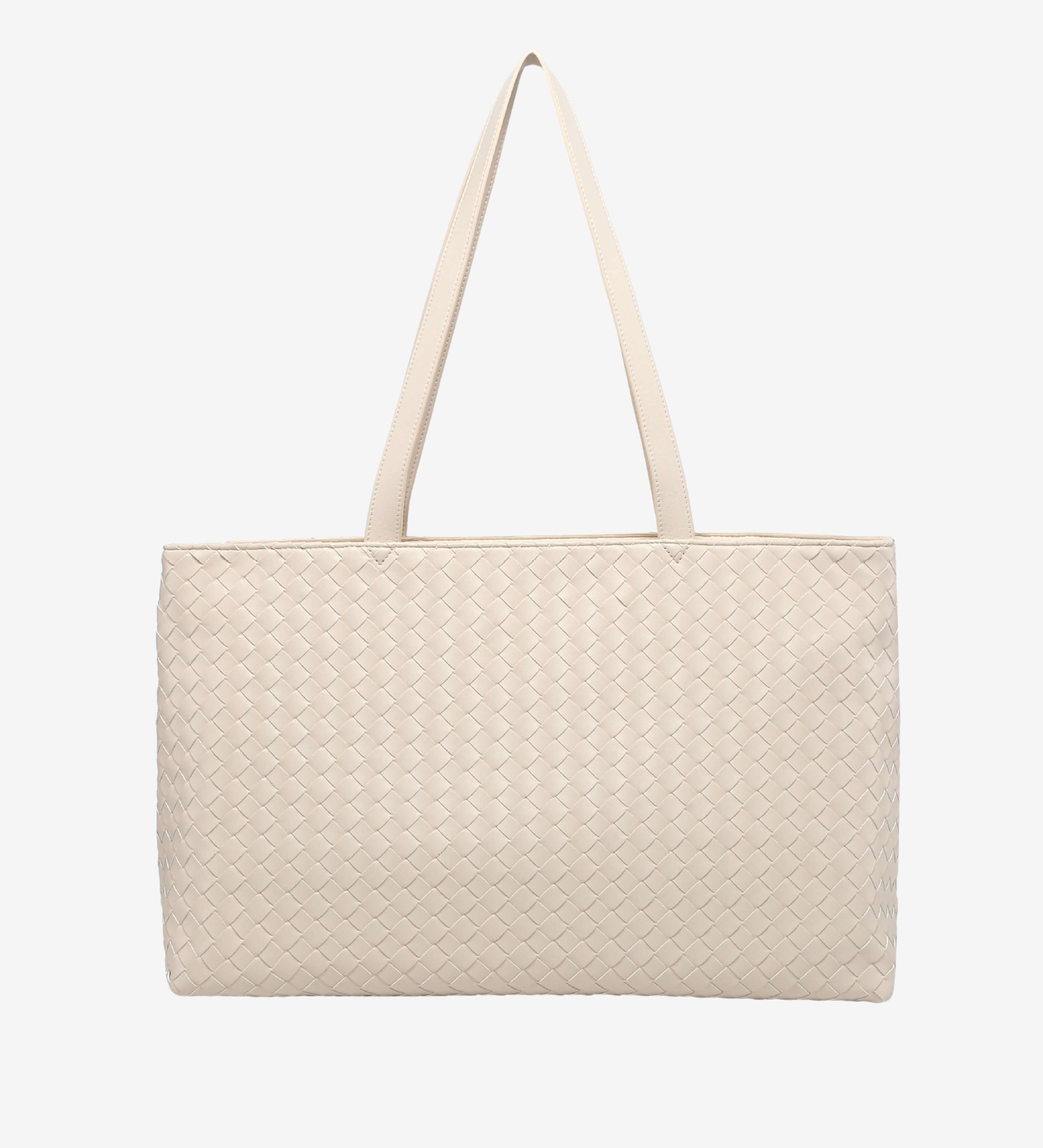 Emilia | Große gewebte Damen-Tote aus veganem Leder mit Reißverschluss