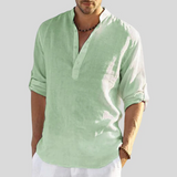 Atlleb | Lockeres Leinenhemd mit entspanntem V-Ausschnitt