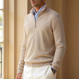 Klassischer Strickpullover mit Reißverschluss & Kontrastkragen