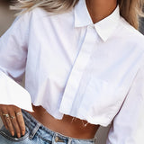 Cropped Damenbluse mit Raw Cut – Modern, Urban & Statementstark