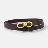 Cloe | Schmaler Ledergürtel mit goldener Schnalle