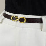 Cloe | Schmaler Ledergürtel mit goldener Schnalle