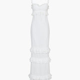 Hanna | Romantisches Spitzenkleid mit Rüschen – Feminine Eleganz in Weiß