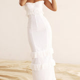 Hanna | Romantisches Spitzenkleid mit Rüschen – Feminine Eleganz in Weiß
