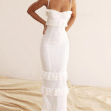 Hanna | Romantisches Spitzenkleid mit Rüschen – Feminine Eleganz in Weiß