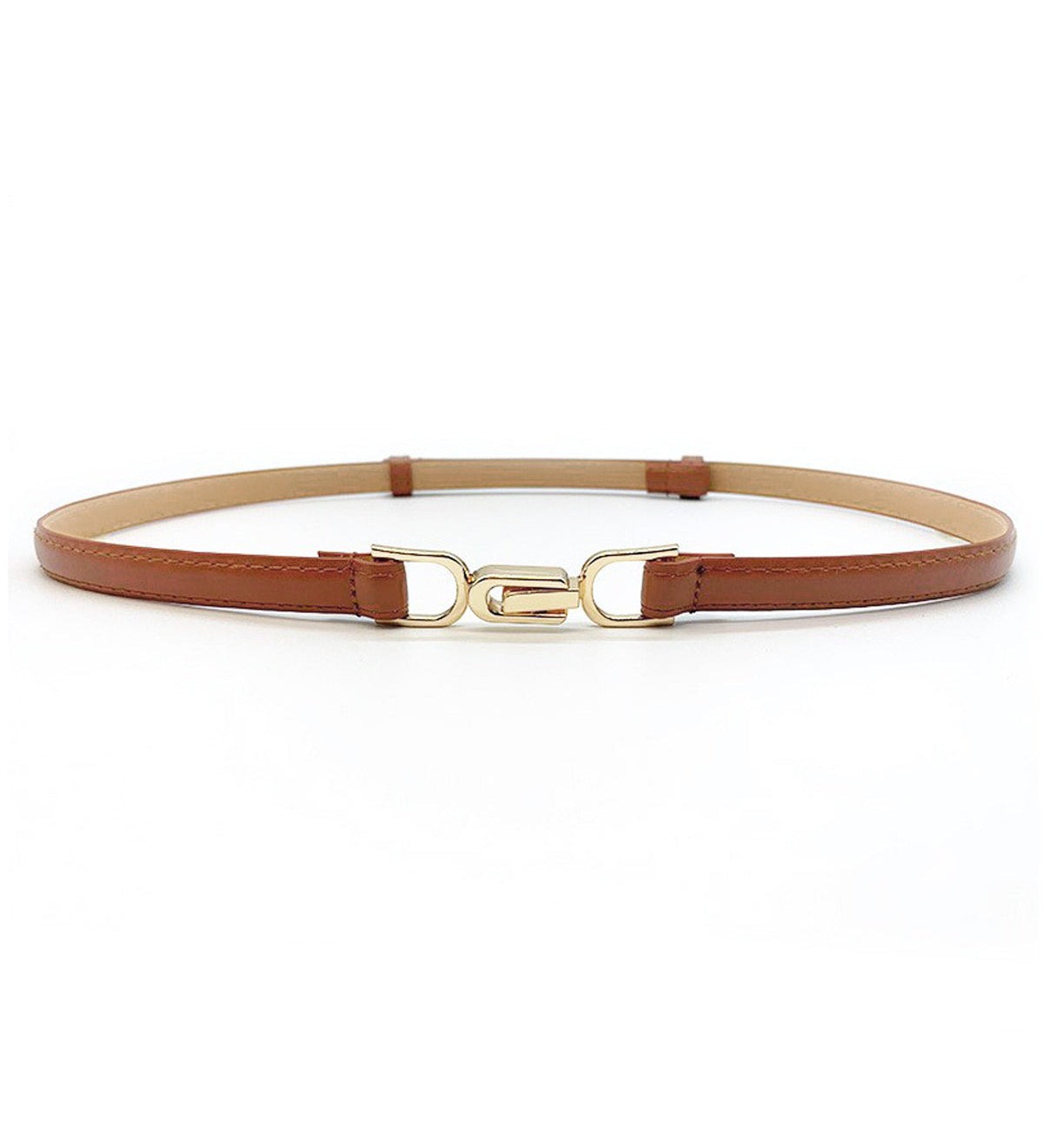 Moderner Ledergürtel mit goldener Glieder-Schnalle