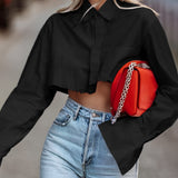 Cropped Damenbluse mit Raw Cut – Modern, Urban & Statementstark