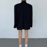 Luise | Klassischer Marineblauer Nadelstreifen Blazer für Damen