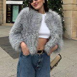 Manteau Court en Fausse Fourrure Élégant