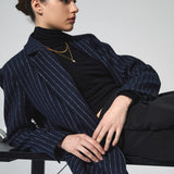 Luise | Klassischer Marineblauer Nadelstreifen Blazer für Damen