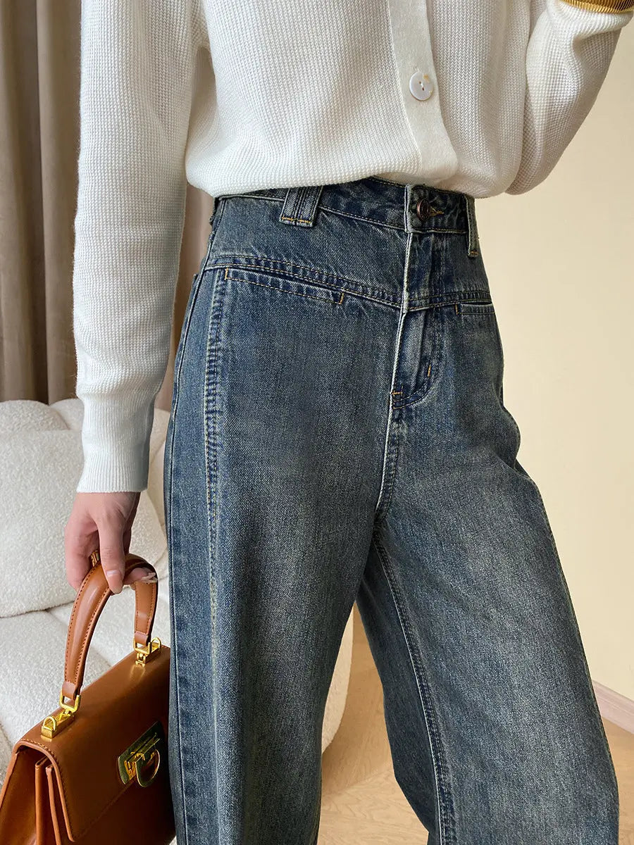 Rina | Vintage Denim Wide Leg Jeans mit Knöpfen Zendoo.de