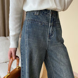 Rina | Vintage Denim Wide Leg Jeans mit Knöpfen Zendoo.de