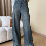 Rina | Vintage Denim Wide Leg Jeans mit Knöpfen Zendoo.de