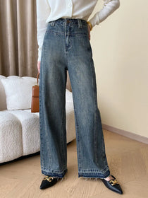 Rina | Vintage Denim Wide Leg Jeans mit Knöpfen Zendoo.de
