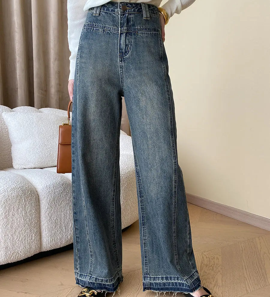 Rina | Vintage Denim Wide Leg Jeans mit Knöpfen Zendoo.de