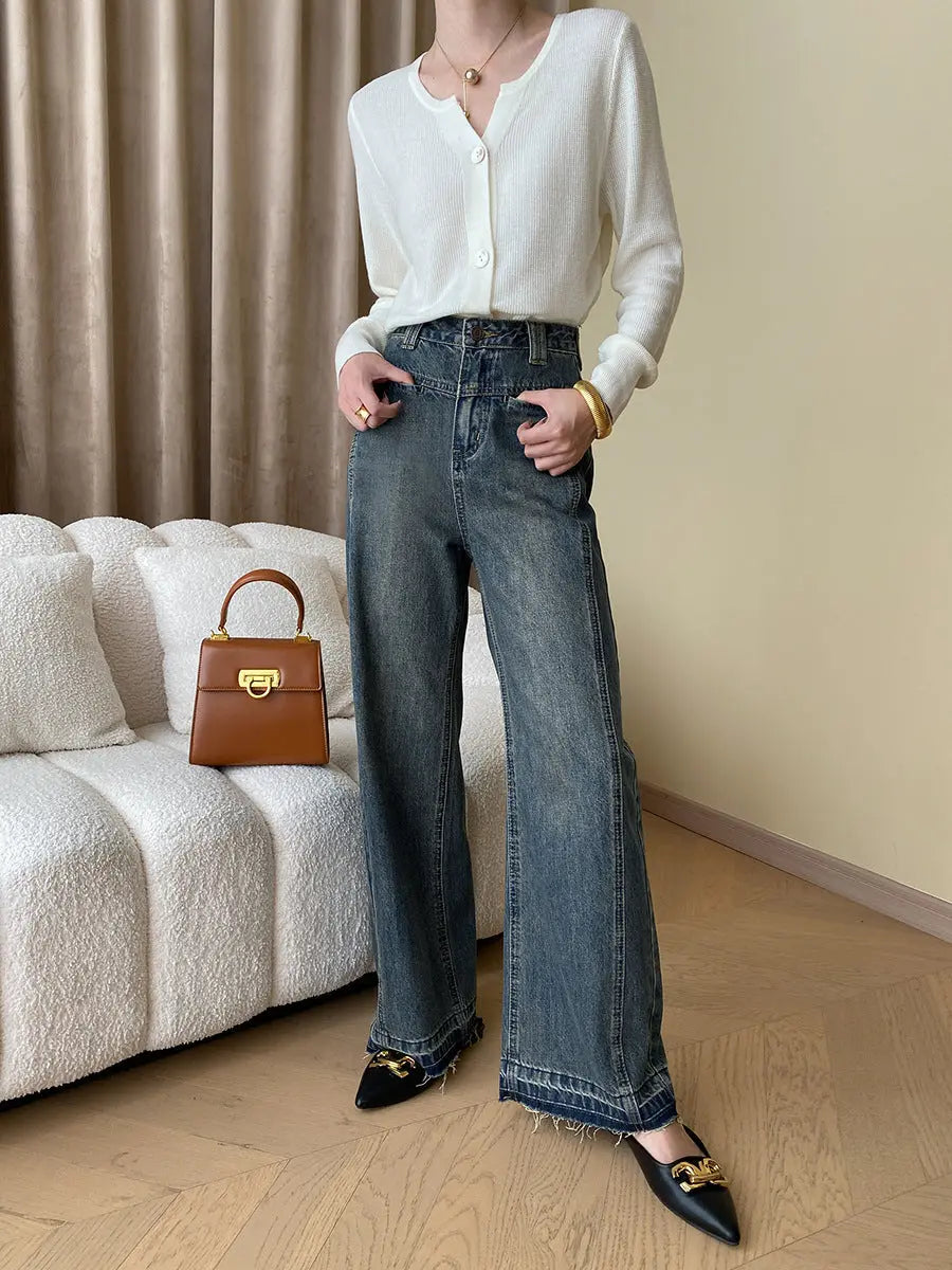 Rina | Vintage Denim Wide Leg Jeans mit Knöpfen Zendoo.de