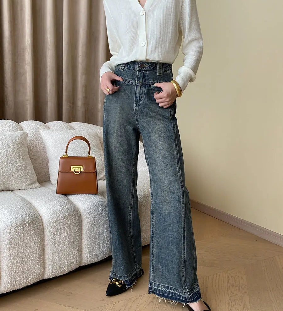 Rina | Vintage Denim Wide Leg Jeans mit Knöpfen Zendoo.de