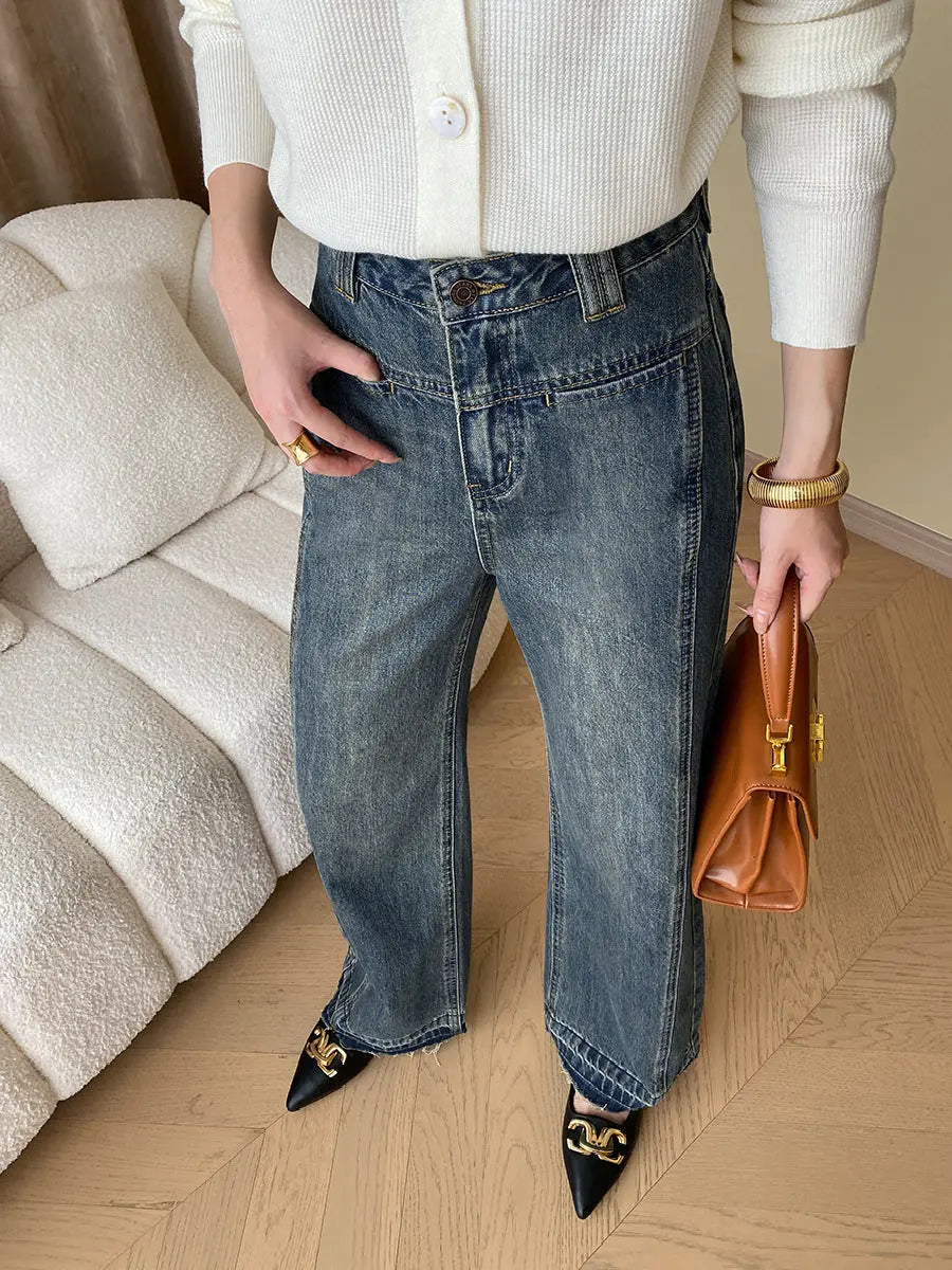 Rina | Vintage Denim Wide Leg Jeans mit Knöpfen Zendoo.de