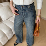 Rina | Vintage Denim Wide Leg Jeans mit Knöpfen Zendoo.de