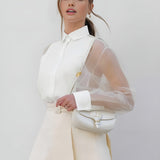 Elegante Damenbluse mit Transparenzärmeln – Stilvoll, Feminin & Zeitlos