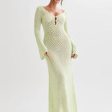 Greta | V-Ausschnitt Gehäkeltes Maxikleid mit Glockenärmeln  – Boho-Chic für den Sommer