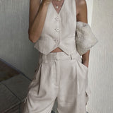 Evelyn | Beige ärmellose Weste – Klassisch und zeitlos