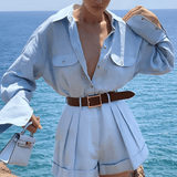 Gabriele | Leinen-Zweiteiler mit Hemd & Shorts