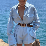 Gabriele | Leinen-Zweiteiler mit Hemd & Shorts