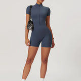 Lina | Sportlicher Kurzarm-Body mit Reißverschluss