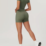 Lina | Sportlicher Kurzarm-Body mit Reißverschluss