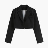 Selina | Trendiger schwarzer Cropped Blazer für Damen als Bürooutfit