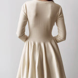 Alina | Elegantes Damen Skaterkleid in Crème mit Langarm