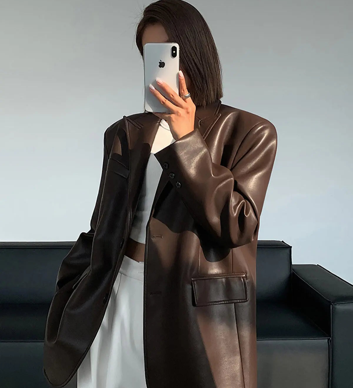 Sarah | Lederblazer mit Taschen und Detail Zendoo.de