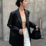 Tessa | Legerer Blazer aus Kunstleder mit Reverskragen