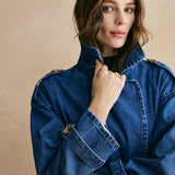Sophie | Oversized Denim Trenchcoat – Trendig, Lässig & Zeitlos