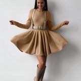 Alina | Elegantes Damen Skaterkleid in Crème mit Langarm