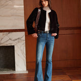 Elise | Kurze schwarze Kunstfelljacke