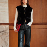 Gilet de fausse fourrure à col rond