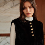 Gilet de fausse fourrure à col rond