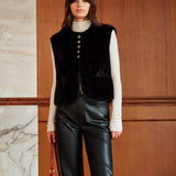 Gilet de fausse fourrure à col rond