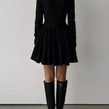 Alina | Elegantes Damen Skaterkleid in Crème mit Langarm