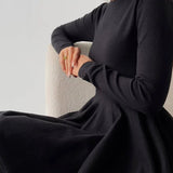 Alina | Elegantes Damen Skaterkleid in Crème mit Langarm