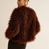 Braune Kunstfelljacke - Frühling 2025