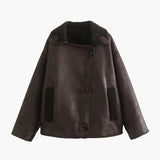 Olivia | Revers Kunstleder Warme Jacke Zendoo.de