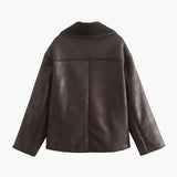 Olivia | Revers Kunstleder Warme Jacke Zendoo.de